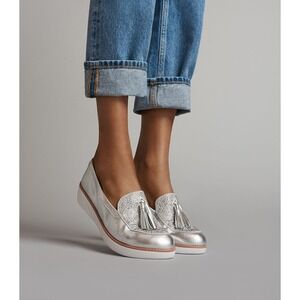 Fitflop Silver Rhinestone Tassel Loafer Platform Comfort Shoes